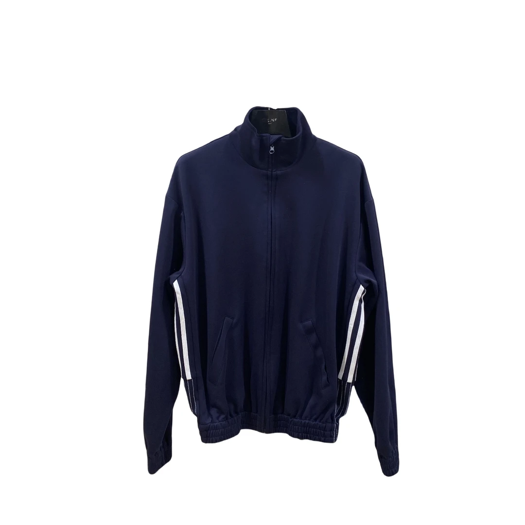 三杠休闲藏青外套新款韩版简约藏青色外套侧边条纹垂感宽松潮流