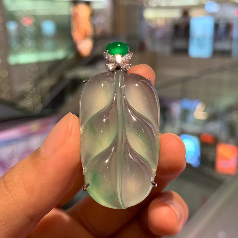 创意坠挂件种坠a天然金枝玉叶玉吊镶嵌金货k缅甸雕刻树叶宝宝镶嵌