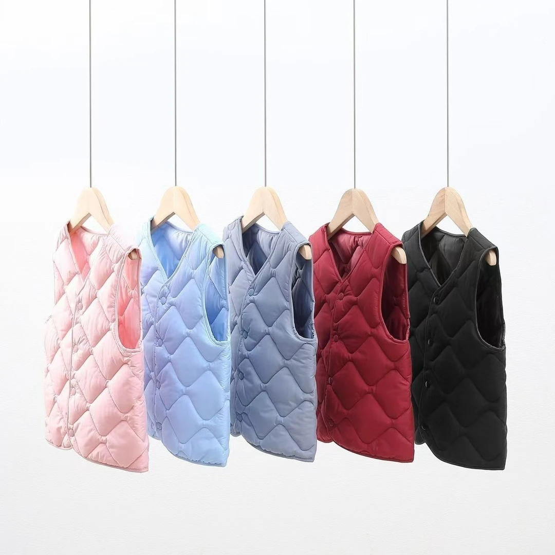 秋冬新款儿童棉服马甲男女童加绒棉背心中大童宝贴身保暖马夹