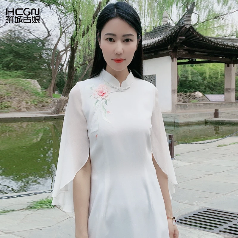 浒城古娘中式夏季新款女雅致收腰显瘦仙气防晒晴思连衣裙BMT17669