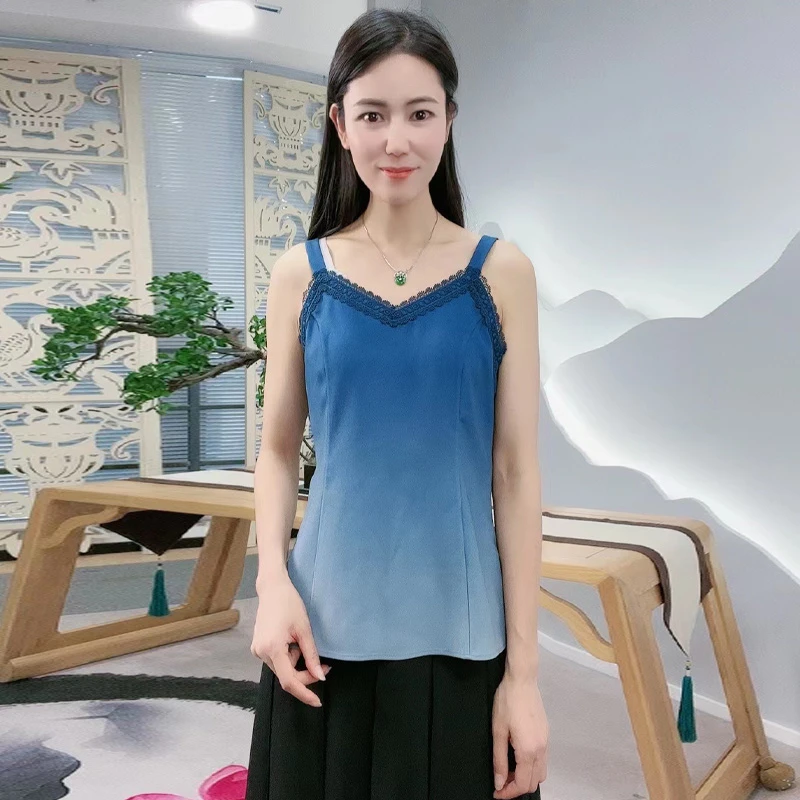 浒城古娘中式内搭国风背心外穿舒适百搭休闲蕾丝烟雨无袖WTDD020