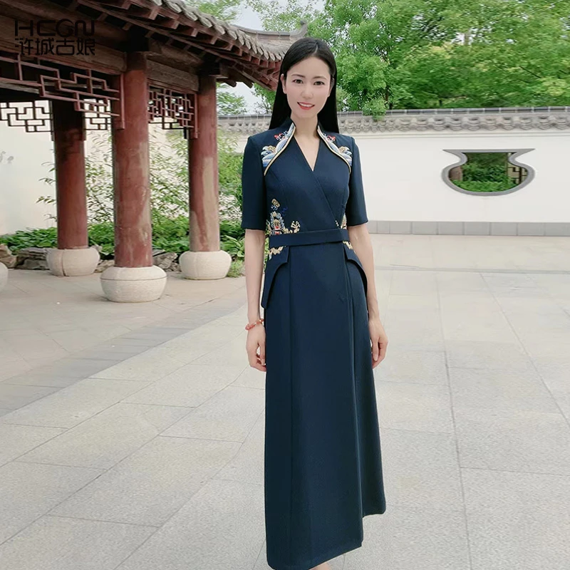 【主持人雅淇同款】中式气质高贵上档次精致优雅韵华连衣裙22B11181