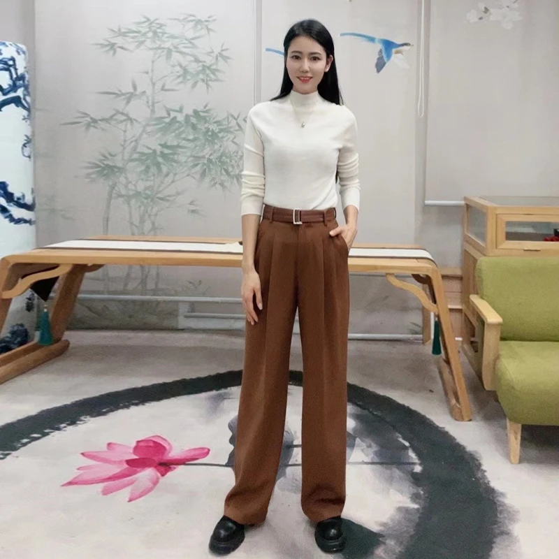 浒城古娘秋季修身显瘦高腰百搭时尚气质优雅女士休闲裤-WK1015161