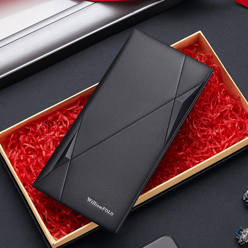 英皇保罗2025新款皮钱包男长款真皮多卡位牛皮超薄高档多功能卡包