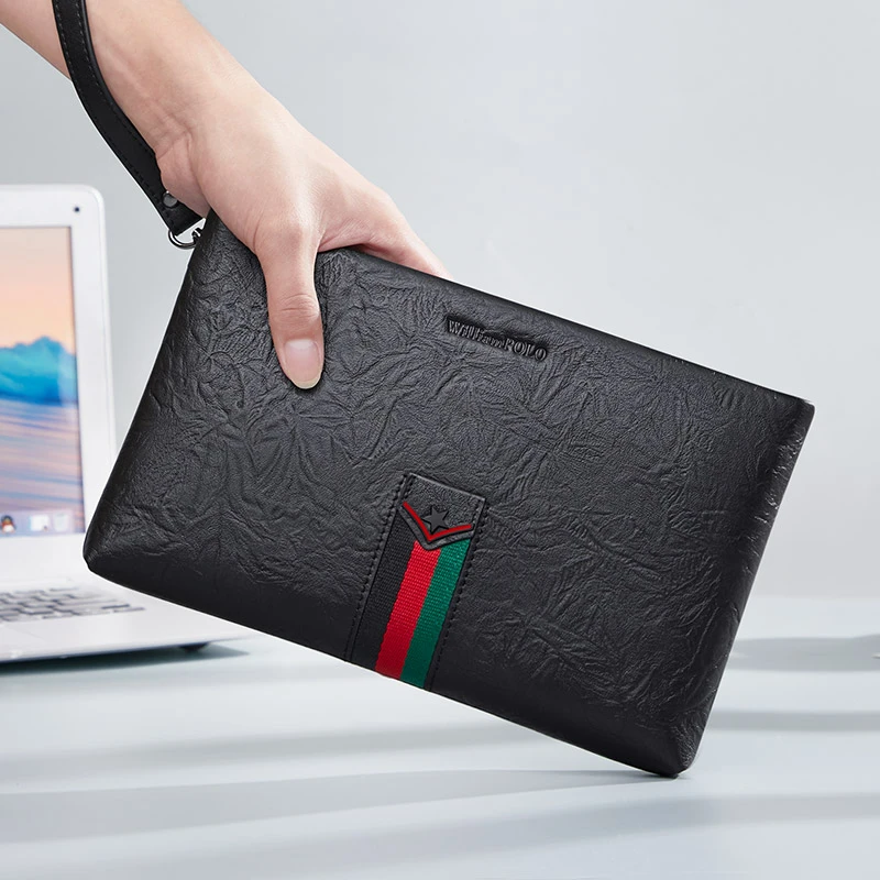 英皇保罗正品真皮青年男商务休闲大容量纯牛皮手抓包信封包手包男