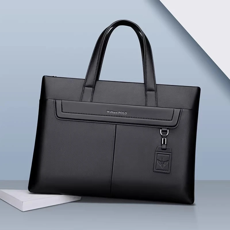 英皇保罗男士公文包真皮百搭电脑包商务大容量头层牛皮出差男款包