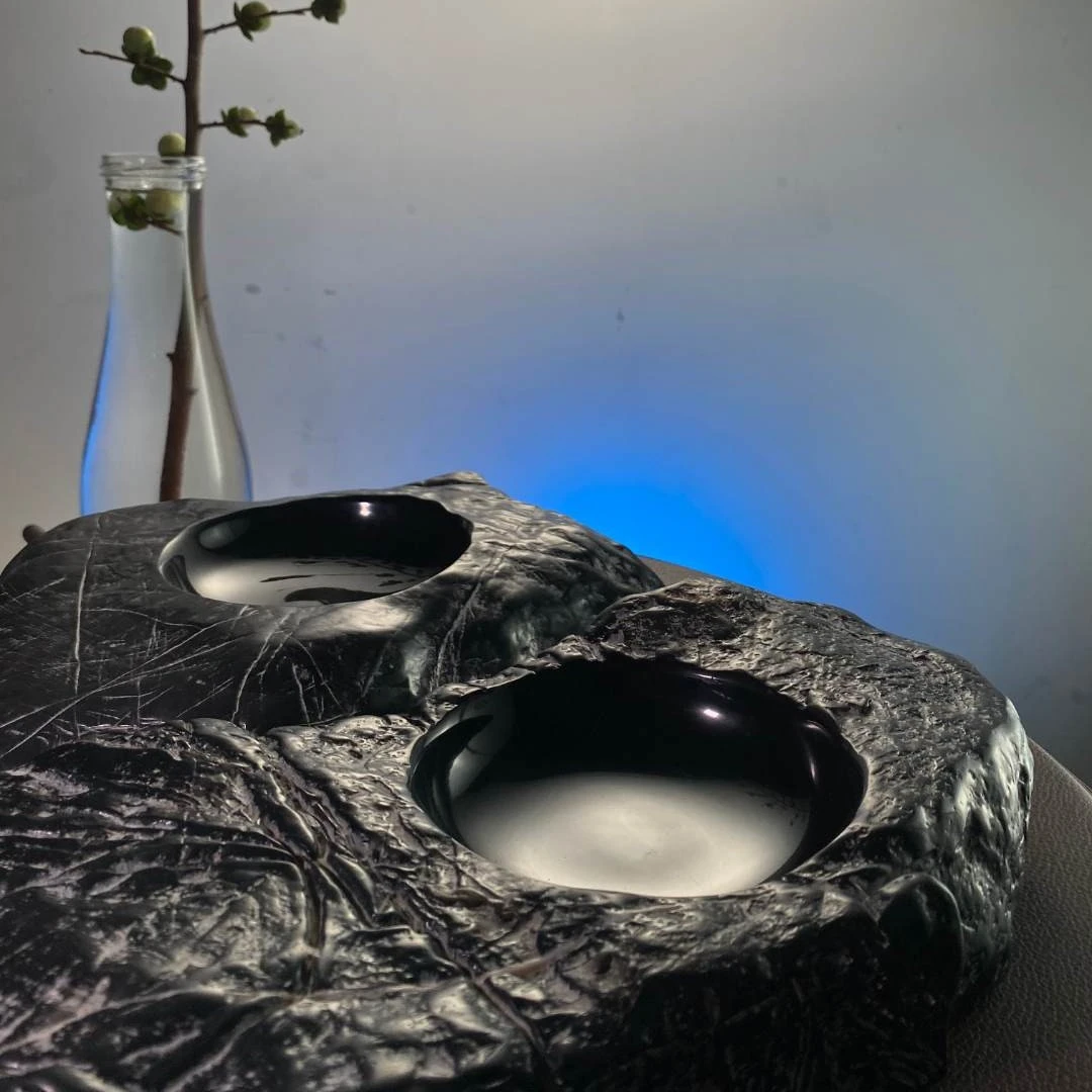 磬砚严选手工灵璧石头干净曲面砚台【自然天趣】（一物一拍）方便选好