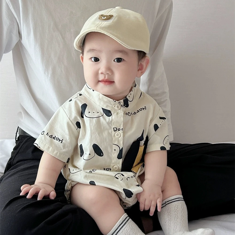 婴儿夏季哈衣可爱印花短袖连体衣宝宝短袖包屁衣