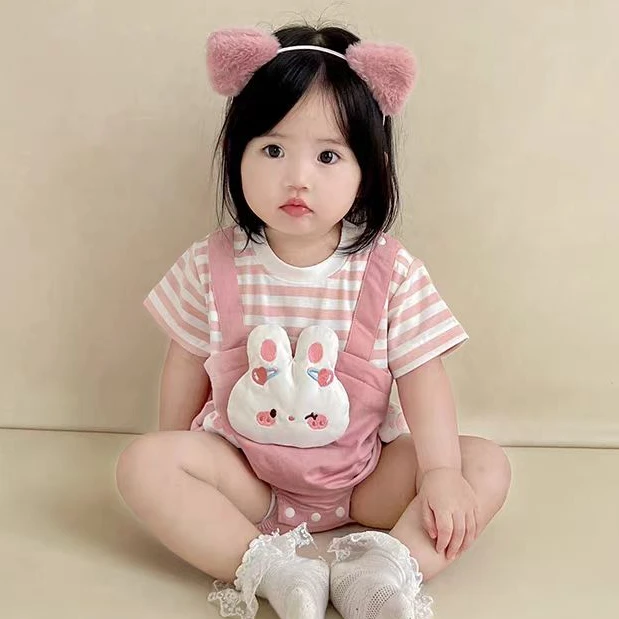 婴儿包屁衣短袖圆领包屁衣新生儿洋气卡通外出服满月百天