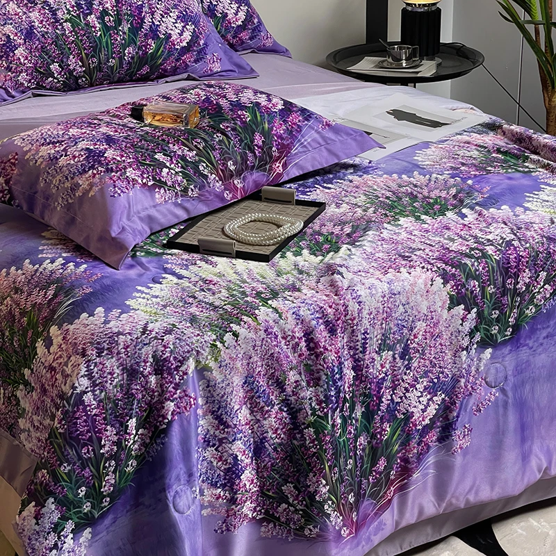 凉感天S夏被四件套薰衣草数码印花夏凉被空调被夏天薄被子可机洗