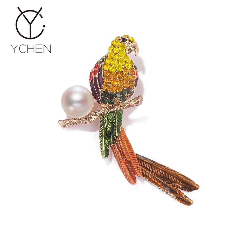 VELLICHOR 铜合金胸针 尾巴动的彩色鹦鹉胸针女可爱中古西装别针