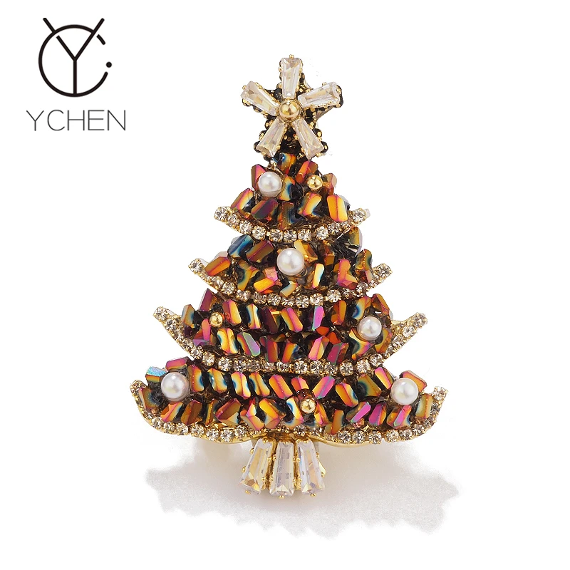 VELLICHOR 铜合金胸针 圣诞节精致雪花水晶圣诞树胸针女西服配饰