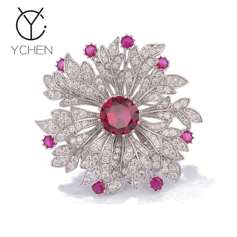 VELLICHOR 铜合金胸针 精致水晶花朵胸针女西装配饰毛衣大衣别针