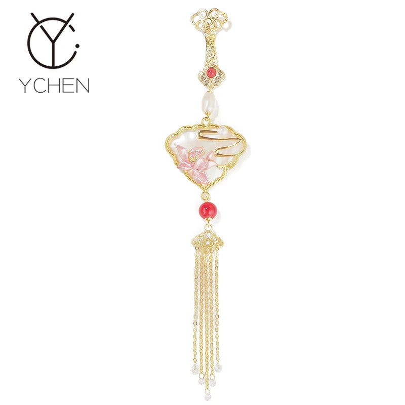 铜合金胸针 国风荷塘月色荷花胸针新中式旗袍汉服压襟