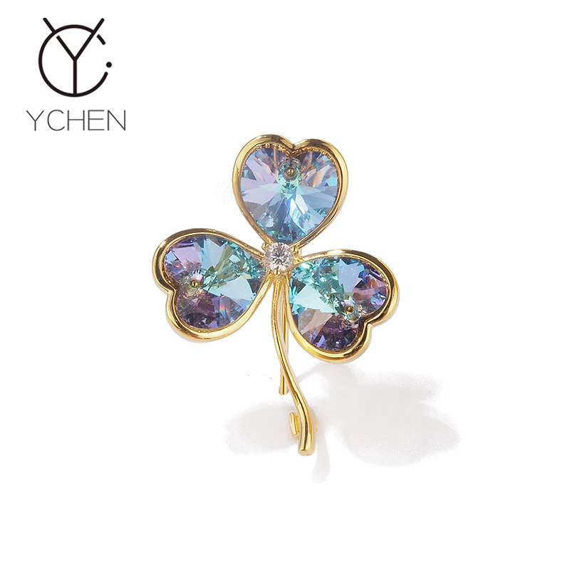 VELLICHOR 铜合金胸针 春色满园精致渐变紫四叶草胸针西装防走光