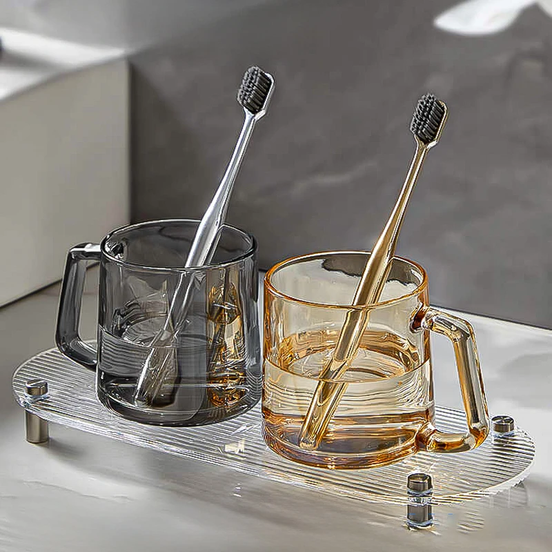 2个装玻璃漱口杯家用情侣洗漱杯一对简约刷牙杯子口杯牙具杯牙缸