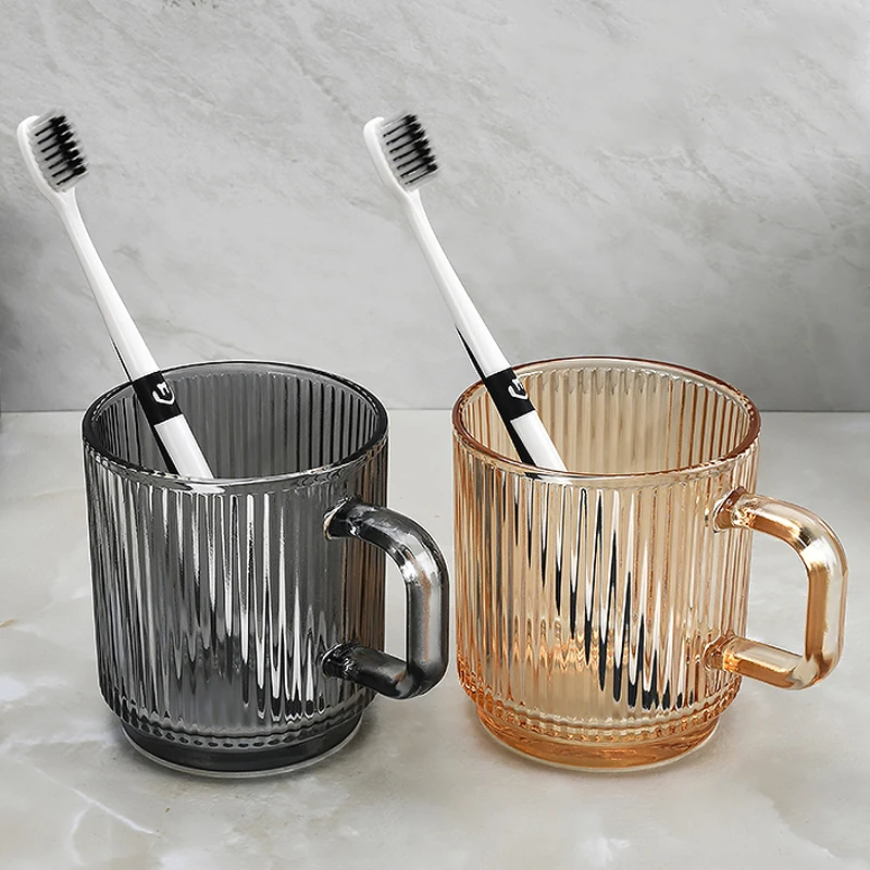 2个玻璃漱口杯轻奢牙刷杯子浴室情侣卫生间洗漱刷牙杯家用牙杯