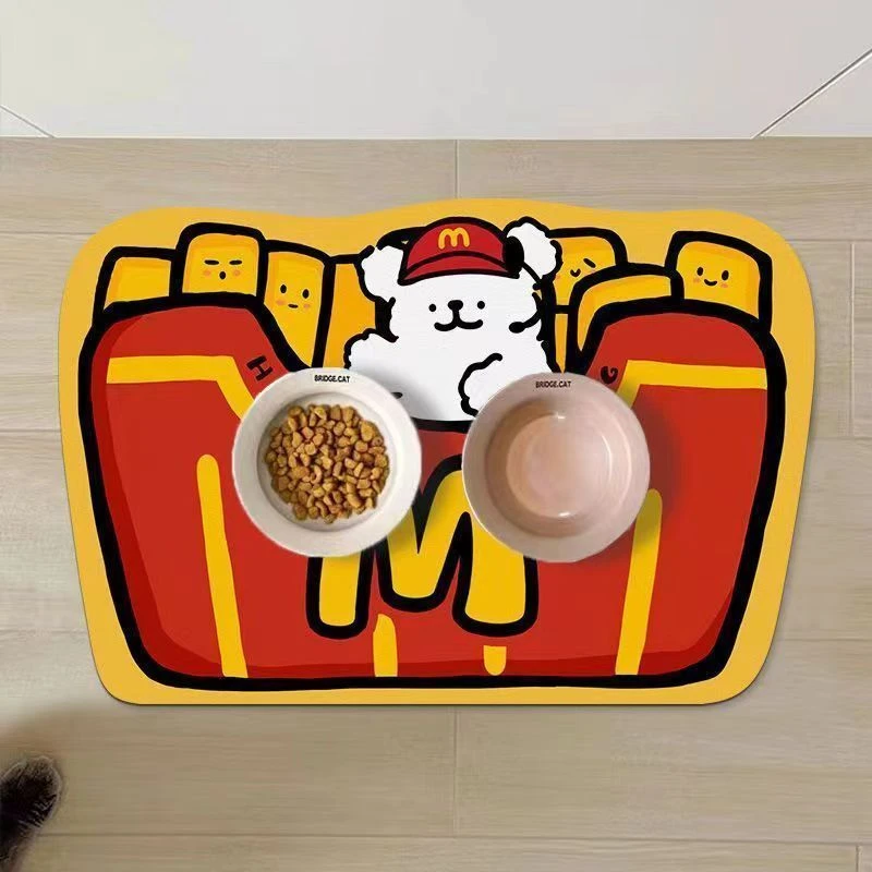可爱卡通猫猫狗狗宠物专用餐垫碗垫吸水防滑速干好打理垫子硅藻泥