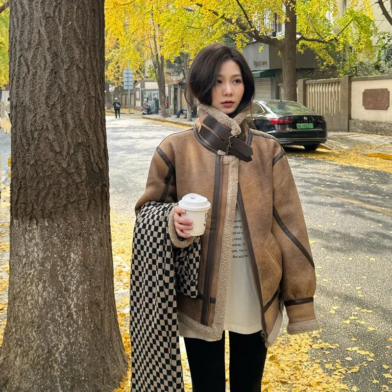加厚2025秋冬季新款时尚潮牌上衣短外套机车服夹克棉服男女同款
