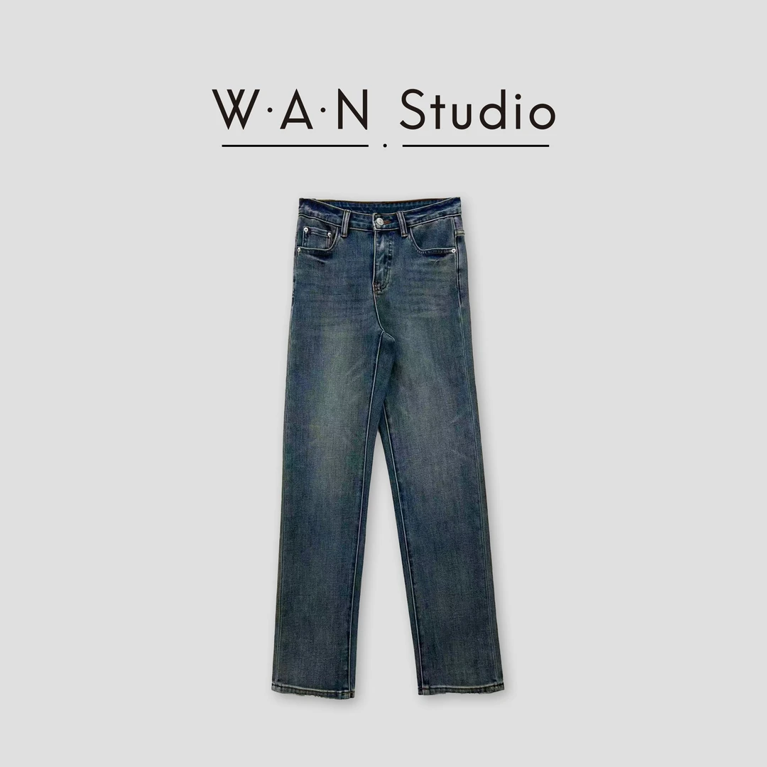 【W·A·N】复古时尚高腰显瘦百搭牛仔裤-EP657