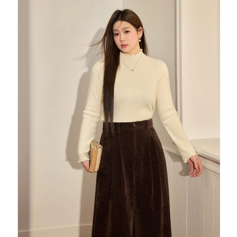 蓝语大码胖mm法式温柔半高领针织打底衫冬季新款显瘦百搭软糯上衣