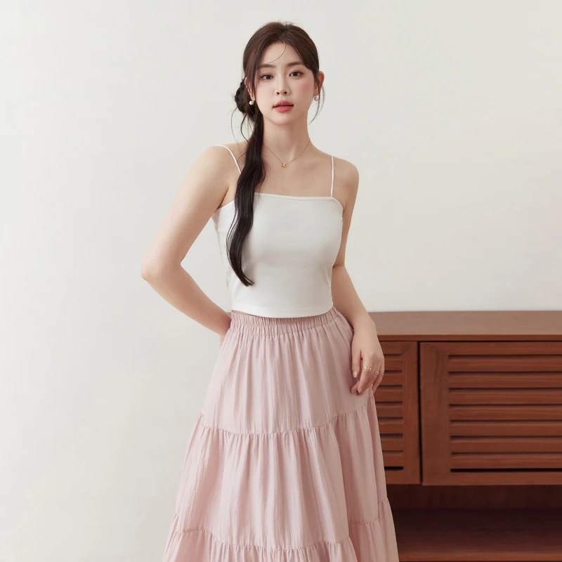 蓝语大码女装胖mm简约内搭小吊带背心2024夏新款显瘦遮肚打底上衣