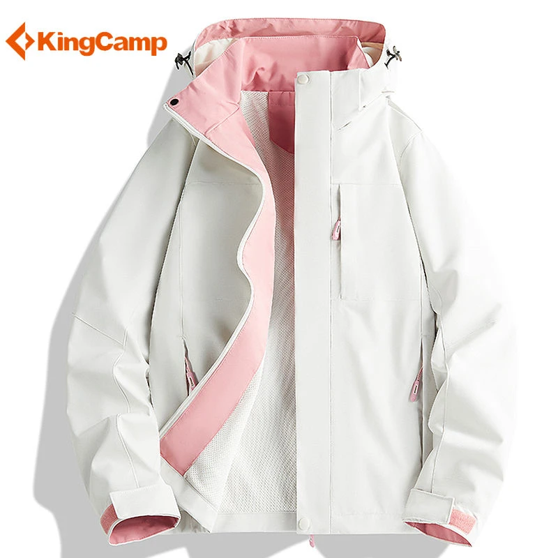 KingCamp户外冲锋衣男女秋季防风防水工装登山服情侣连帽夹克外套
