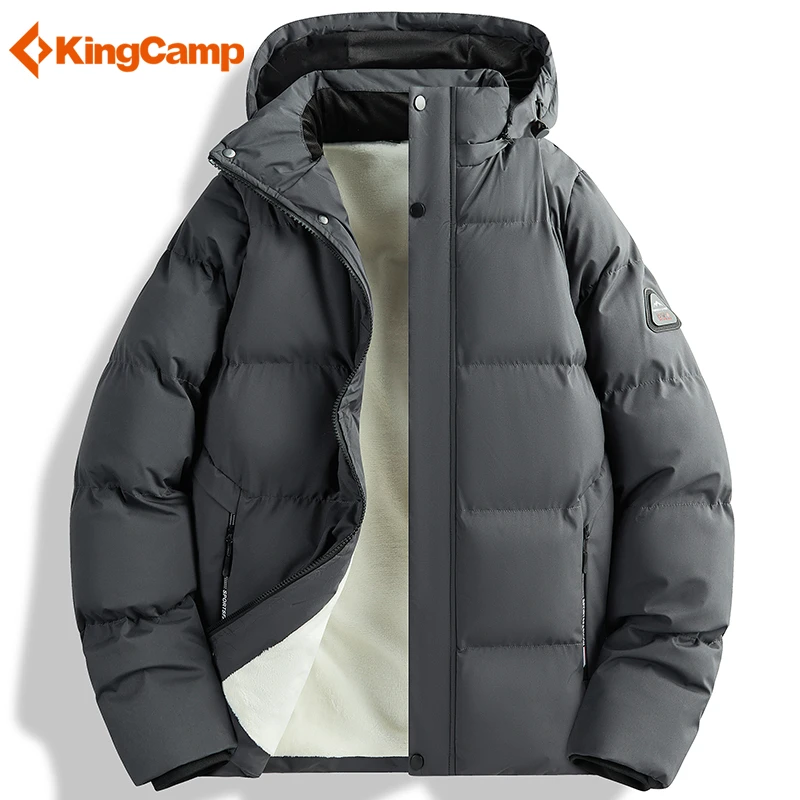 KingCamp棉衣男冬季加绒加厚保暖防风抗寒可脱卸帽户外大码棉服