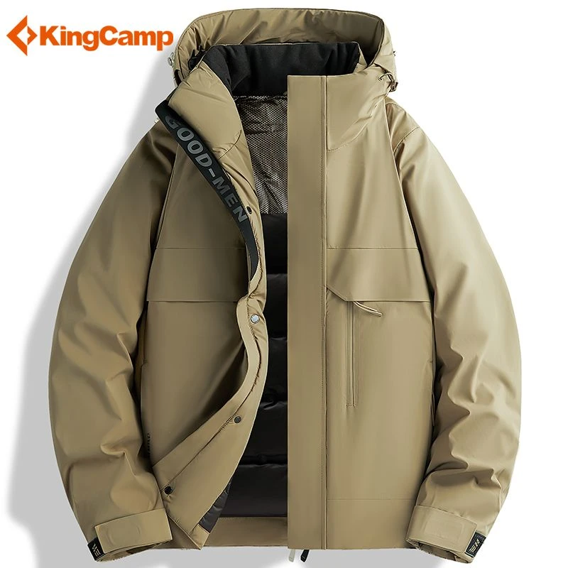 KingCamp羽绒服男冬季加厚加大码保暖石墨烯羽绒服连帽冬装登山服
