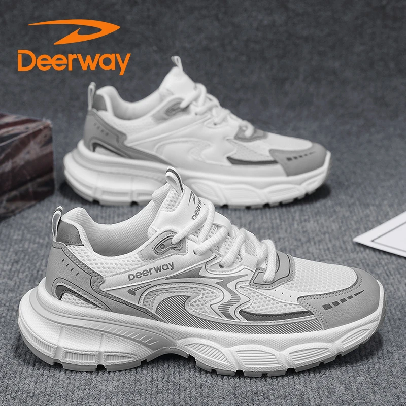 德尔惠男鞋秋季百搭休闲透气潮流老爹鞋防滑网面鞋跑步运动鞋男款