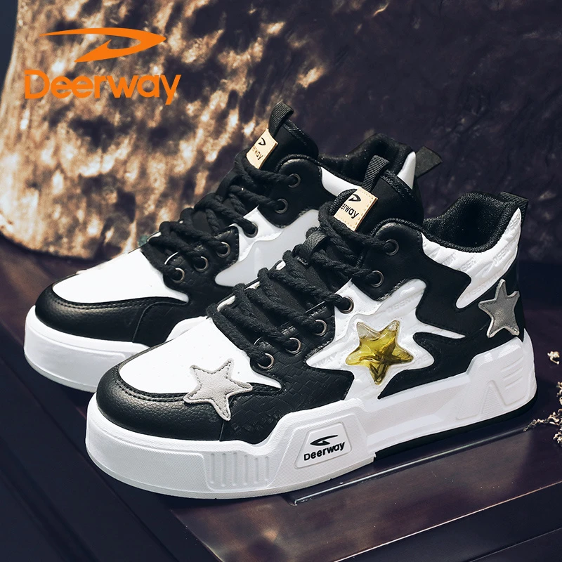 Deerway/德尔惠男鞋夏季新款潮流百搭高帮休闲鞋男士防滑增高潮鞋