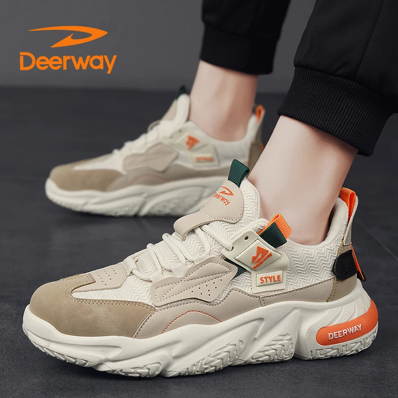 德尔惠休闲男鞋秋季新款百搭潮流老爹鞋低帮网面透气跑步运动鞋子