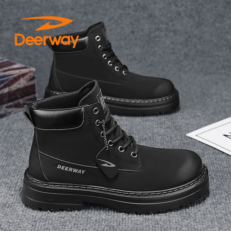 Deerway/德尔惠男鞋冬季款潮流时尚雪地靴男士百搭防滑厚底马丁靴