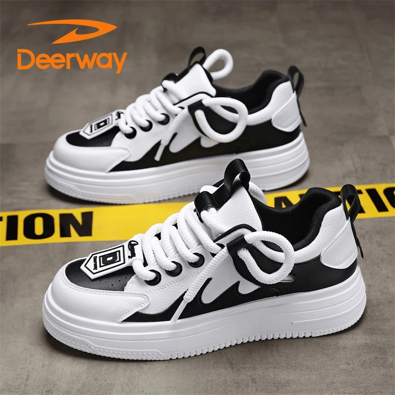 德尔惠男鞋秋季潮流经典小白鞋防滑运动板鞋休闲增高百搭潮鞋子男