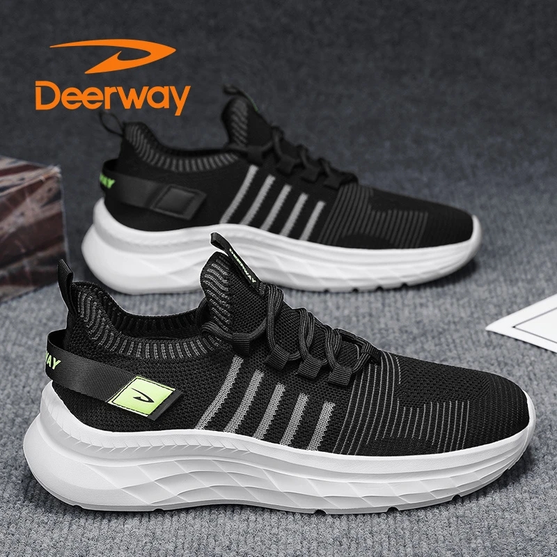 德尔惠夏季透气男鞋新款飞织网面休闲跑步鞋防滑耐磨软底轻便潮鞋