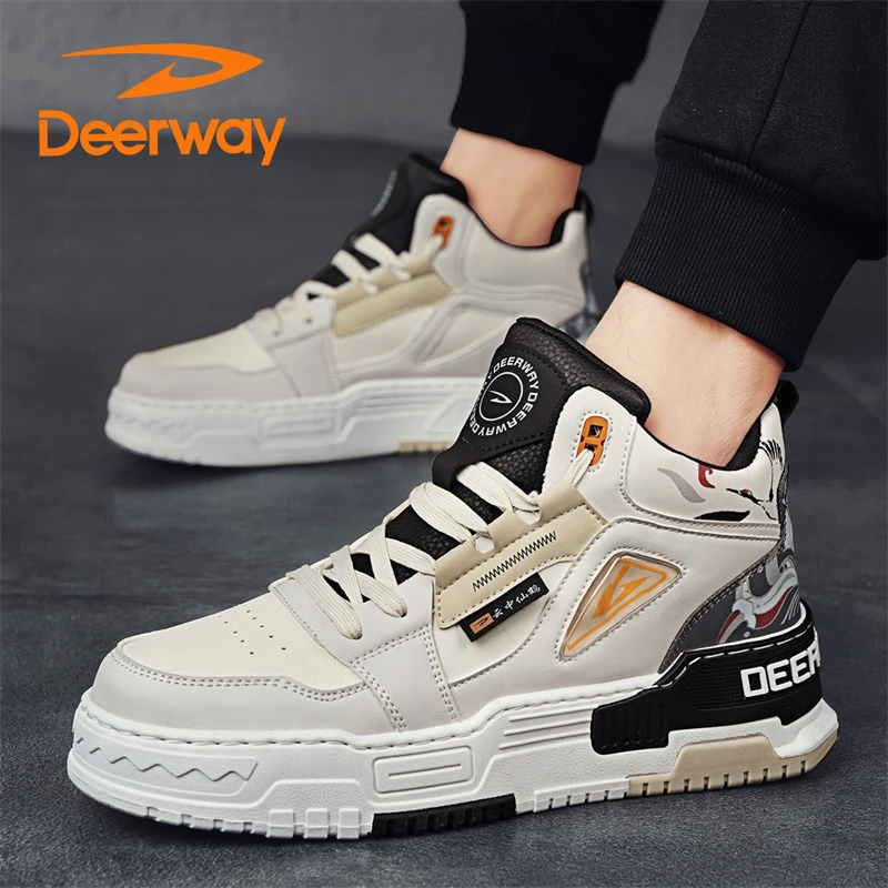 德尔惠男鞋夏季新款潮流百搭时尚休闲鞋男士透气中帮厚底增高板鞋