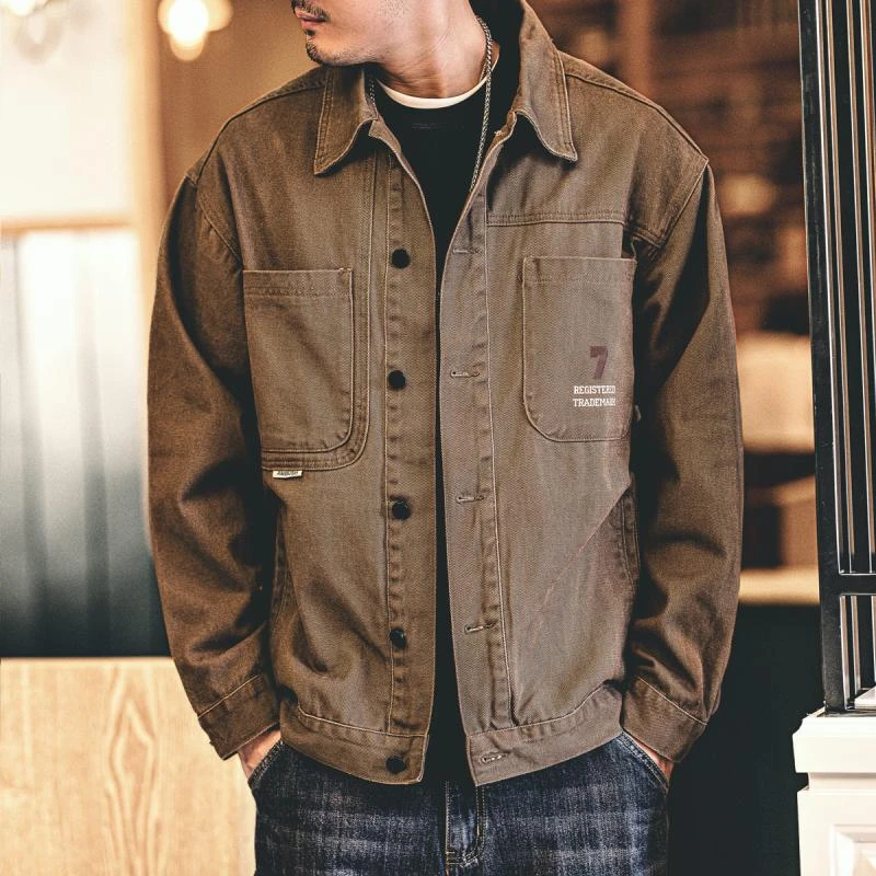 韩版宽松舒适休闲牛仔夹克简约男美式复古新款高级感百搭工装外套