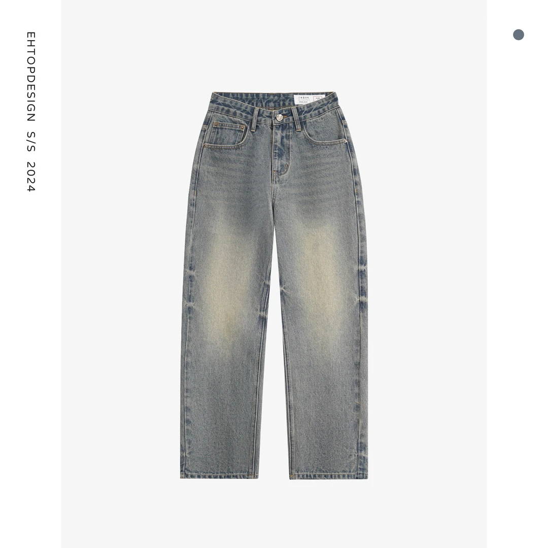 秋冬潮流舒适时尚百搭设计水洗休闲裤宽松男女同款牛仔裤【069】