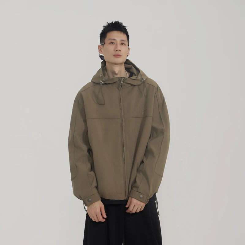 秋冬男女同款连帽弹力夹克休闲百搭时尚高级感宽松外套【8207】