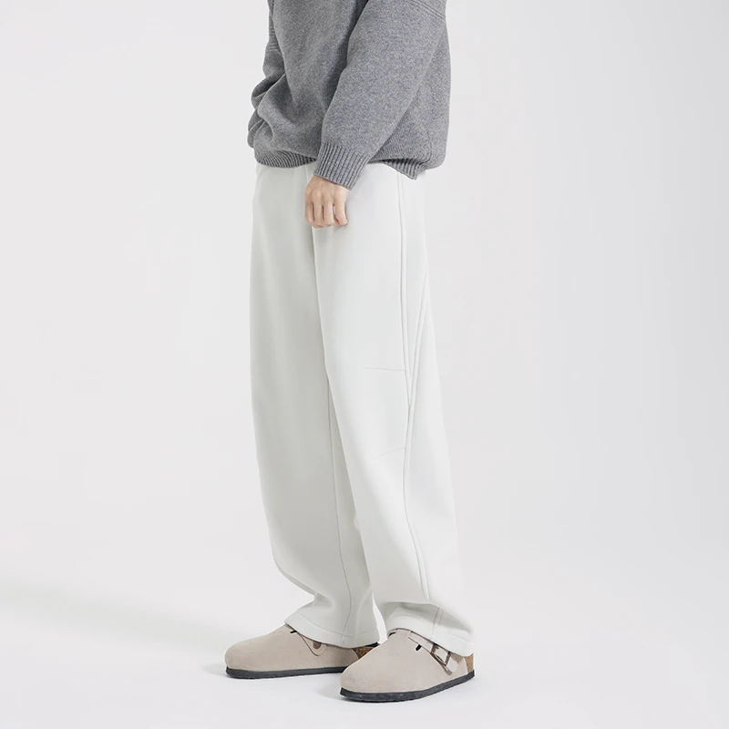 冬季重磅加绒直筒裤男女同款高街宽松潮流百搭立体剪裁休闲裤6500