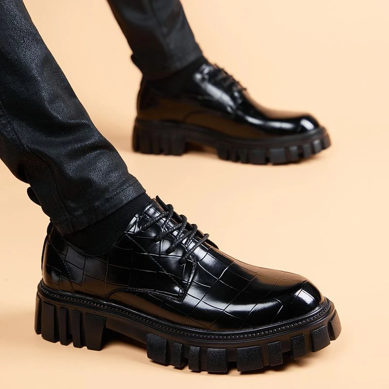 新款大头皮鞋男真皮秋季透气商务正装鞋子男厚底年轻人韩版内增高