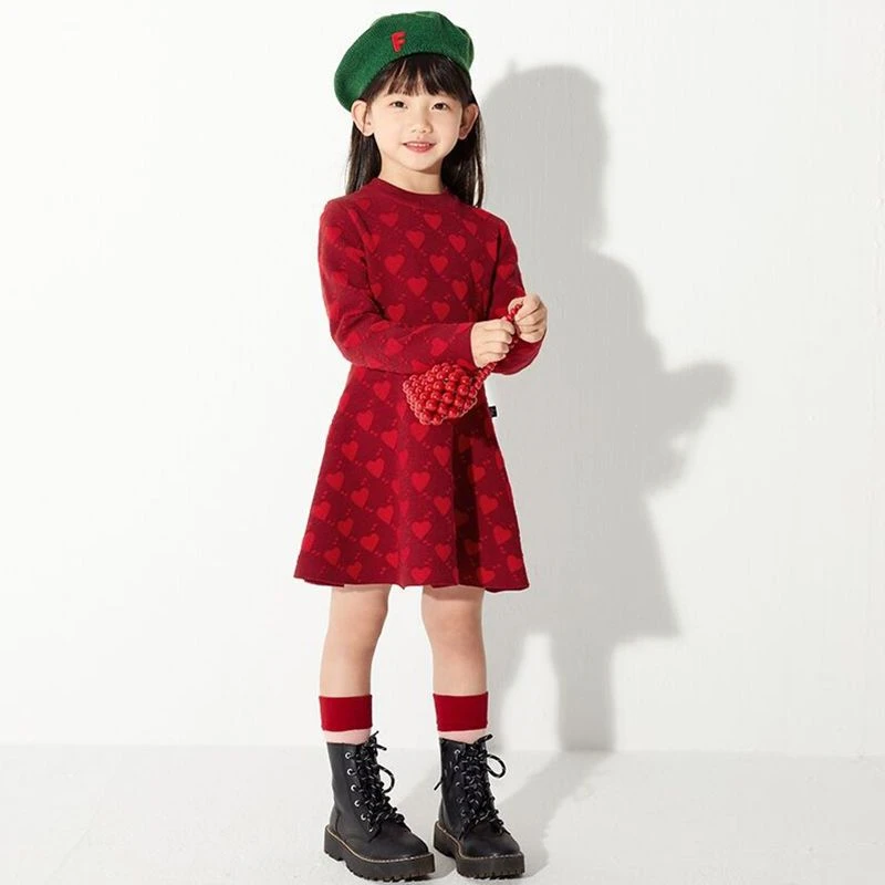 儿童裙子大童毛衣裙秋冬款长款女孩法式洋气冬裙针织裙女童连衣裙
