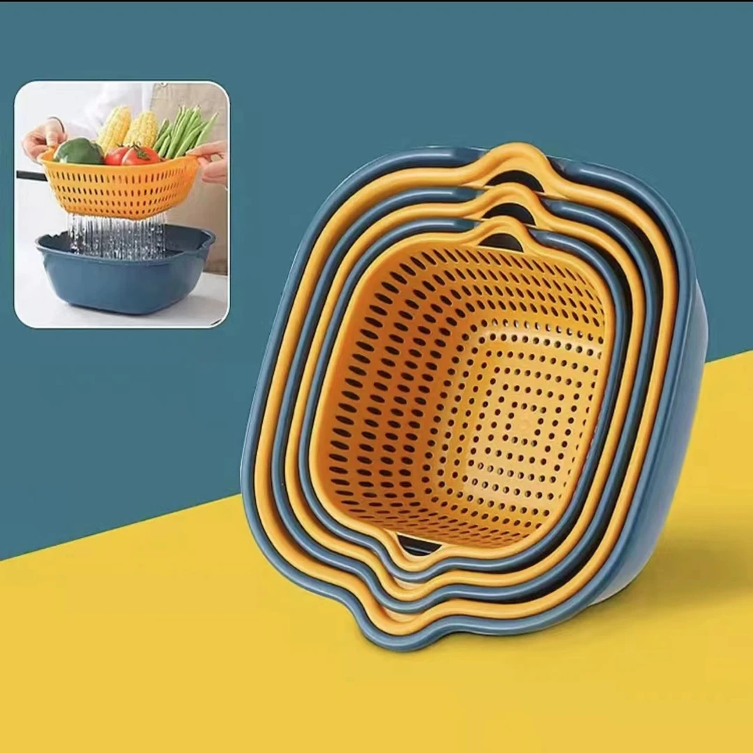 工厂直销加厚六件套收纳双层沥水篮子厨房多功能水果洗菜篮沥水篮