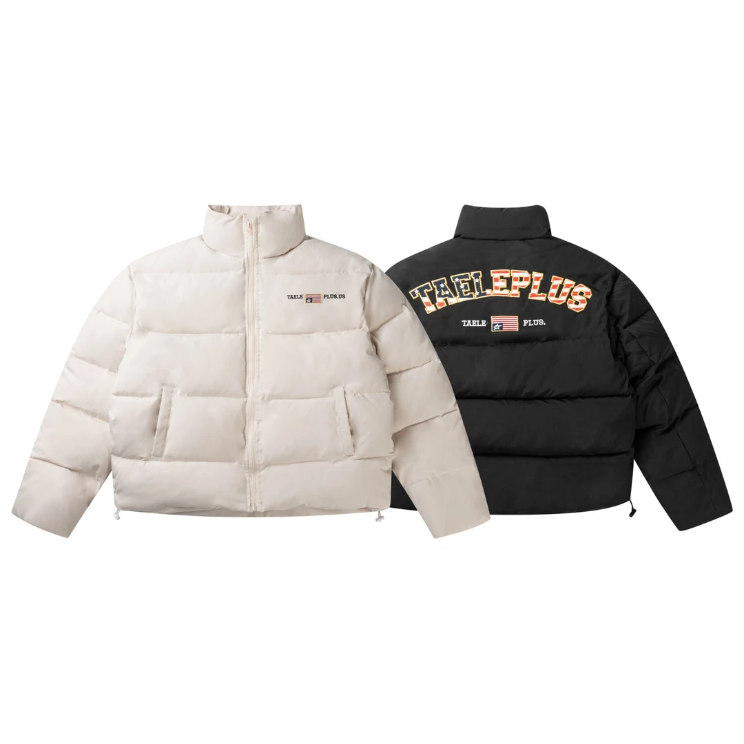 【清清福利】美式复古潮牌旗帜刺绣面包服外套男女基础棉衣TP066