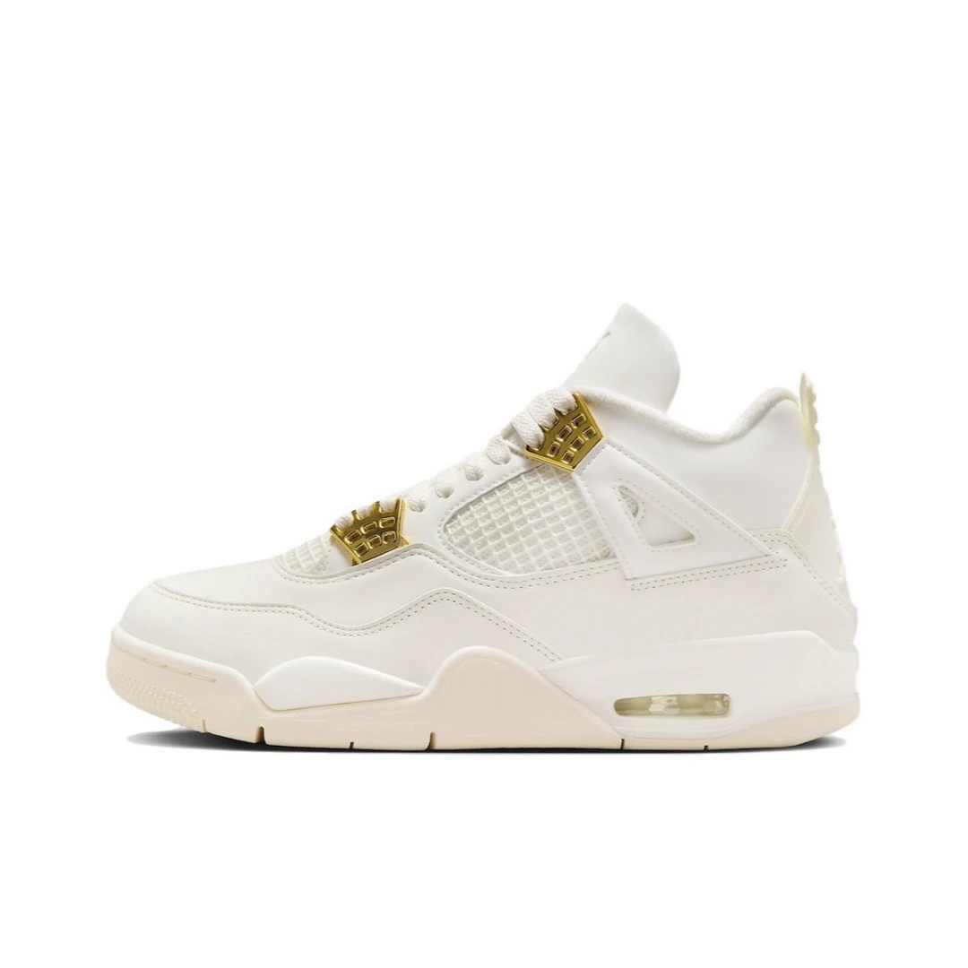 AIR JORDANAir Jordan 4 白色金扣中帮复古实战篮球鞋AQ9129-170