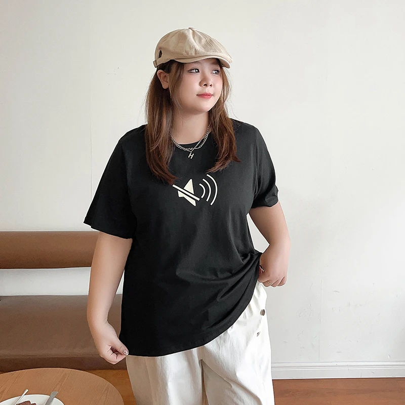 CX5670大码女装【趣味T】早秋新款穿搭260斤遮肚子显瘦短袖休闲t恤