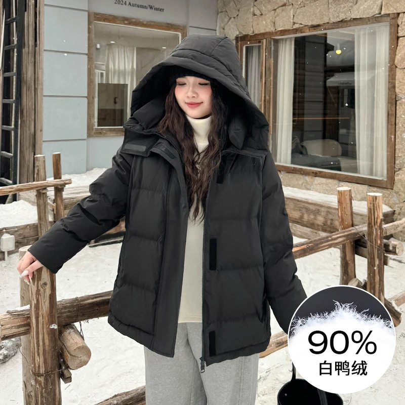 CD6170大码女装【火炉羽绒服】90白鸭绒连帽宽松冬季石墨烯保暖外套
