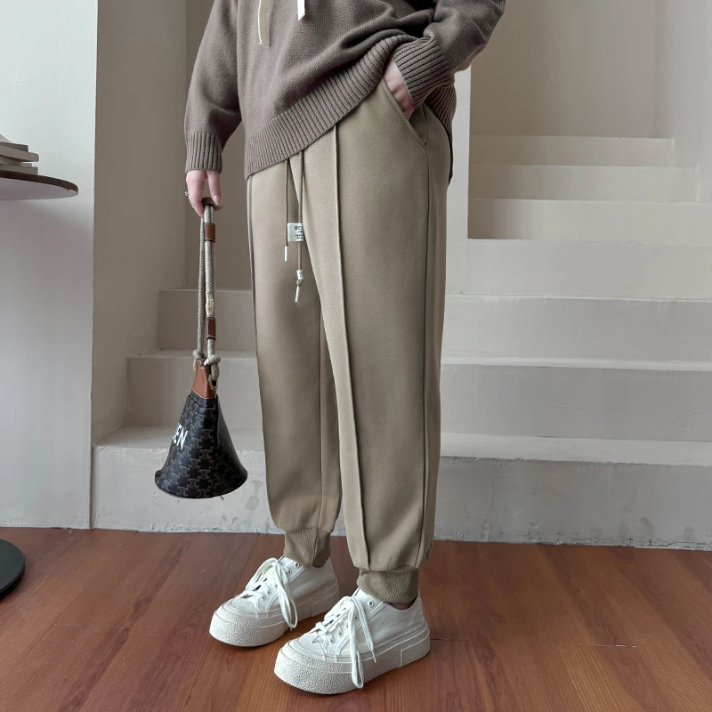 CC5007大码女装【三种裤长选】美式复古卫裤2024秋冬高腰显瘦束脚裤