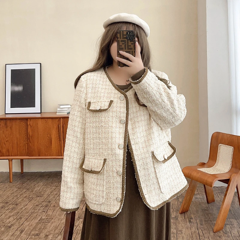 BC4067【焦糖马提尼】法式复古优雅撞色小香风外套/针织连衣裙套装