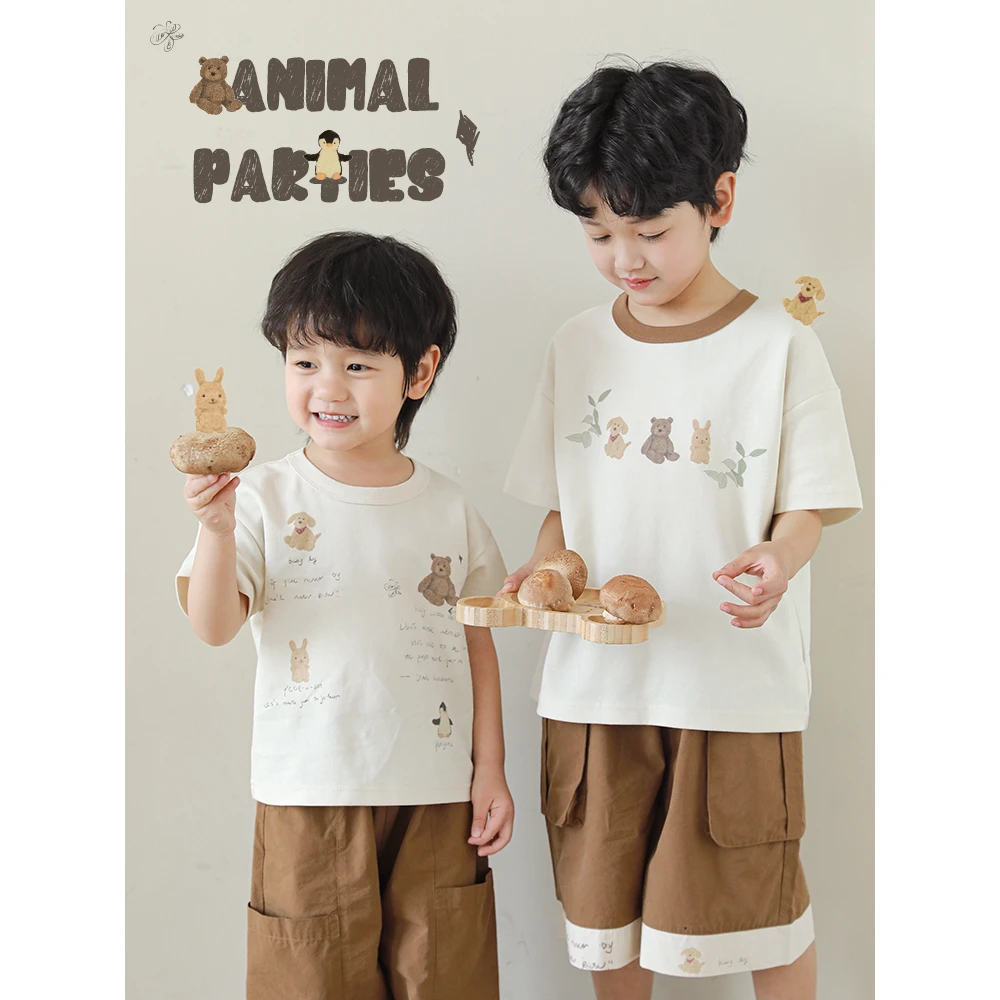 【夏二波男童】幼悠数码印绣标小动物夏季T恤FN0133 FN0135 FN0136